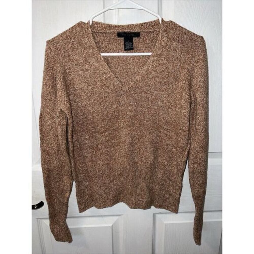 The Limited Brown V-neck Fitted Sweater Wool/Cashmere‎ Blend Women's Size Large